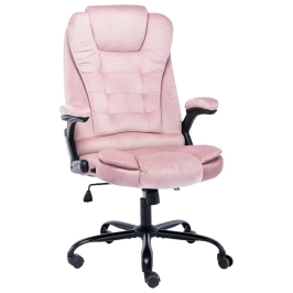 Silla de oficina de terciopelo rosa