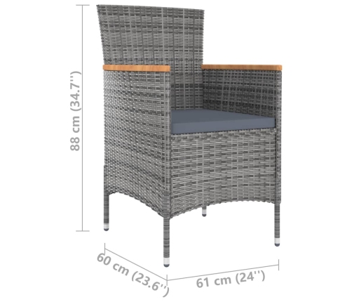 Sillas de comedor de jardín 4 unidades ratán sintético gris