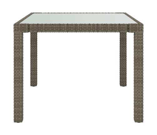 Mesa jardín vidrio templado ratán sintético 90x90x75 cm gris