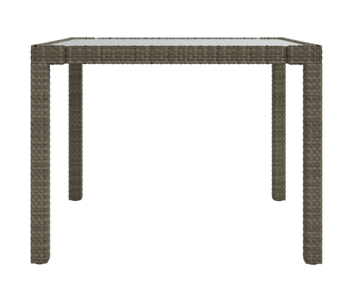 Mesa jardín vidrio templado ratán sintético 90x90x75 cm gris