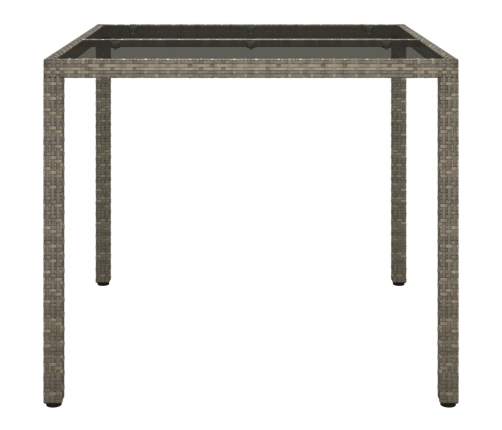 Mesa jardín vidrio templado ratán sintético 90x90x75 cm gris