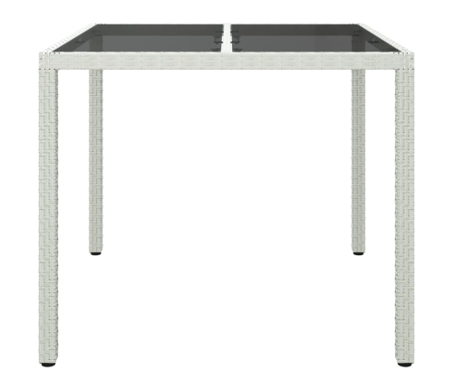 Mesa jardín vidrio templado ratán sintético 90x90x75 cm blanco