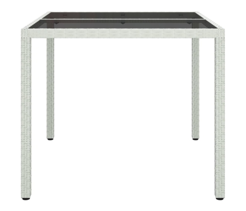 Mesa jardín vidrio templado ratán sintético 90x90x75 cm blanco