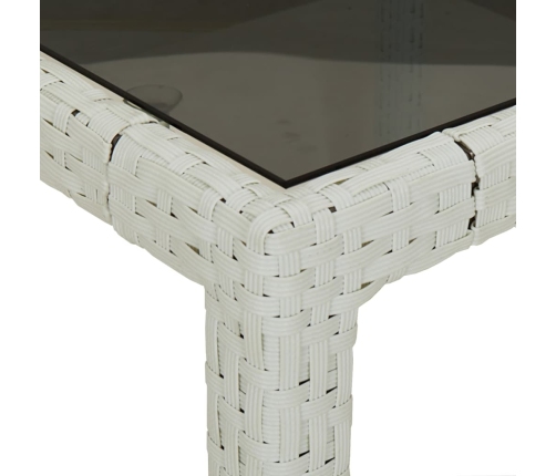 Mesa jardín vidrio templado ratán sintético 90x90x75 cm blanco