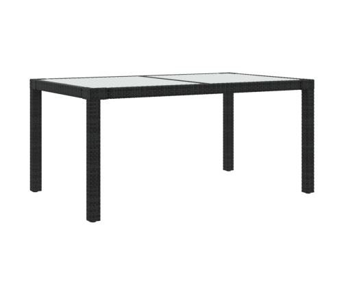 Mesa jardín vidrio templado ratán sintético 150x90x75 cm negro