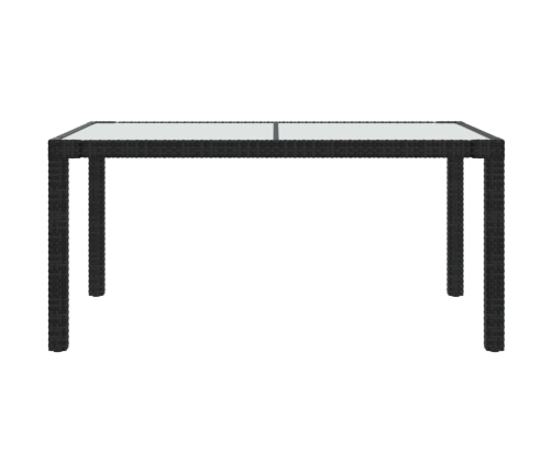 Mesa jardín vidrio templado ratán sintético 150x90x75 cm negro