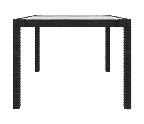 Mesa jardín vidrio templado ratán sintético 150x90x75 cm negro