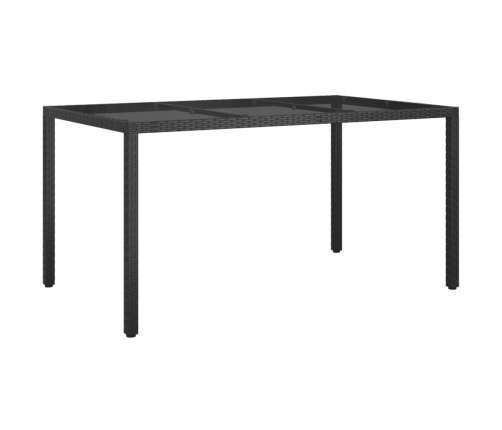 vidaXL Mesa jardín vidrio templado ratán sintético 150x90x75 cm negro