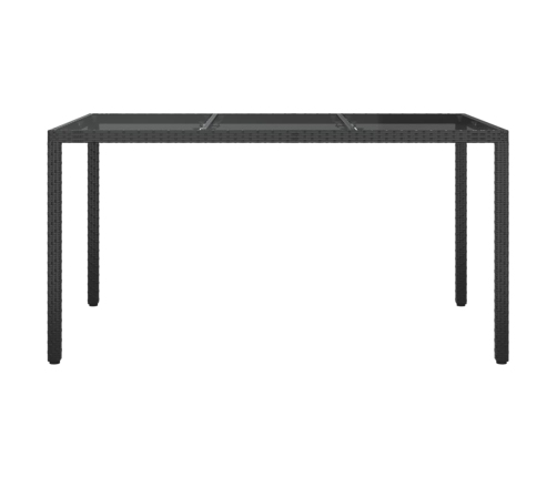 vidaXL Mesa jardín vidrio templado ratán sintético 150x90x75 cm negro