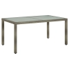 vidaXL Mesa de jardín vidrio templado ratán sintético gris 150x90x75cm