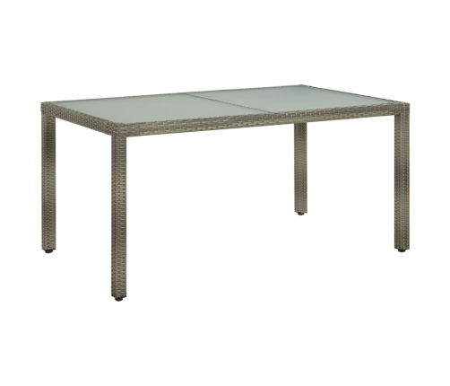 vidaXL Mesa de jardín vidrio templado ratán sintético gris 150x90x75cm