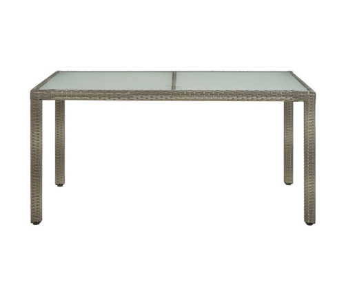 vidaXL Mesa de jardín vidrio templado ratán sintético gris 150x90x75cm