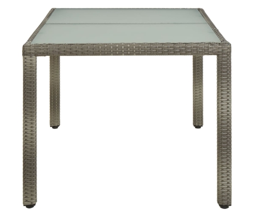 Mesa de jardín vidrio templado ratán sintético gris 150x90x75cm