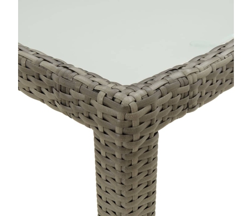 vidaXL Mesa de jardín vidrio templado ratán sintético gris 150x90x75cm