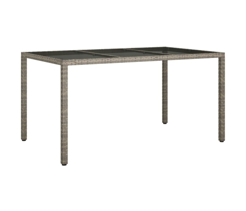 Mesa jardín vidrio templado ratán sintético 150x90x75 cm gris