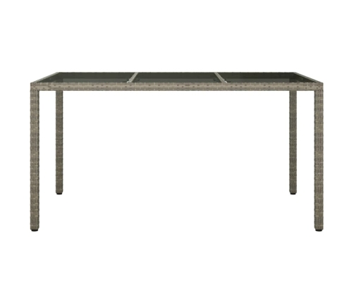 Mesa jardín vidrio templado ratán sintético 150x90x75 cm gris