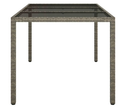 Mesa jardín vidrio templado ratán sintético 150x90x75 cm gris