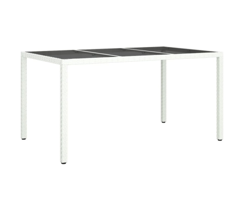 Mesa jardín vidrio templado ratán sintético 150x90x75 cm blanco