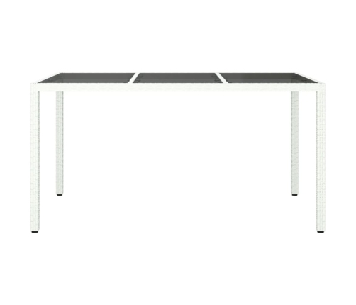 Mesa jardín vidrio templado ratán sintético 150x90x75 cm blanco