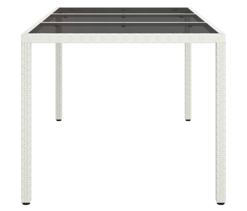 Mesa jardín vidrio templado ratán sintético 150x90x75 cm blanco