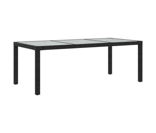 vidaXL Mesa jardín vidrio templado ratán sintético negra 190x90x75 cm