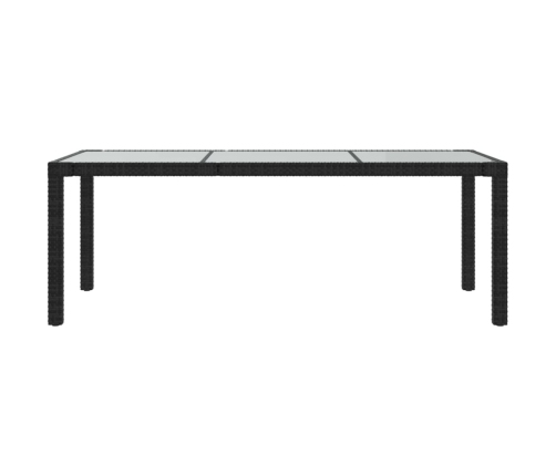 Mesa jardín vidrio templado ratán sintético negra 190x90x75 cm