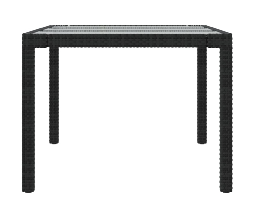 Mesa jardín vidrio templado ratán sintético negra 190x90x75 cm