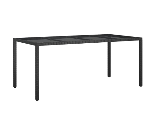 Mesa jardín vidrio templado ratán sintético negra 190x90x75 cm