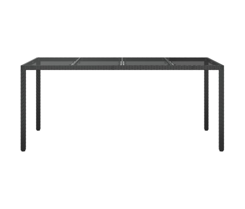 Mesa jardín vidrio templado ratán sintético negra 190x90x75 cm