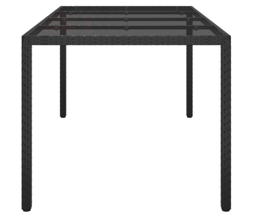 Mesa jardín vidrio templado ratán sintético negra 190x90x75 cm