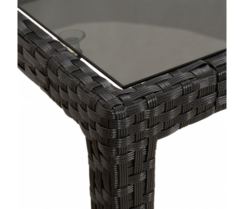 Mesa jardín vidrio templado ratán sintético negra 190x90x75 cm