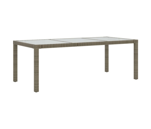 Mesa jardín vidrio templado ratán sintético gris 190x90x75 cm