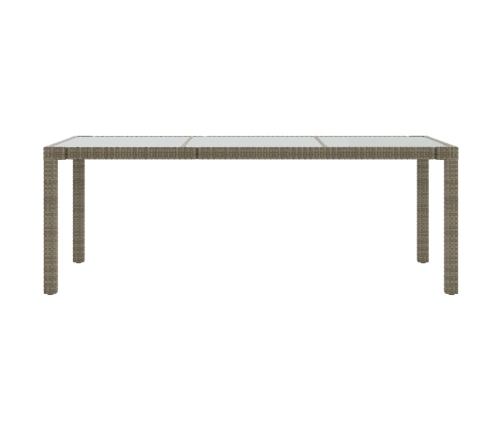 Mesa jardín vidrio templado ratán sintético gris 190x90x75 cm