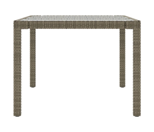 Mesa jardín vidrio templado ratán sintético gris 190x90x75 cm