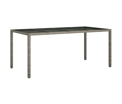 Mesa jardín vidrio templado ratán sintético gris 190x90x75 cm