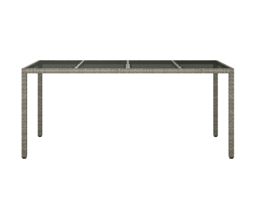 Mesa jardín vidrio templado ratán sintético gris 190x90x75 cm