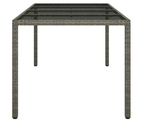 Mesa jardín vidrio templado ratán sintético gris 190x90x75 cm