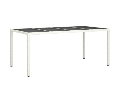 Mesa jardín vidrio templado ratán sintético blanco 190x90x75 cm