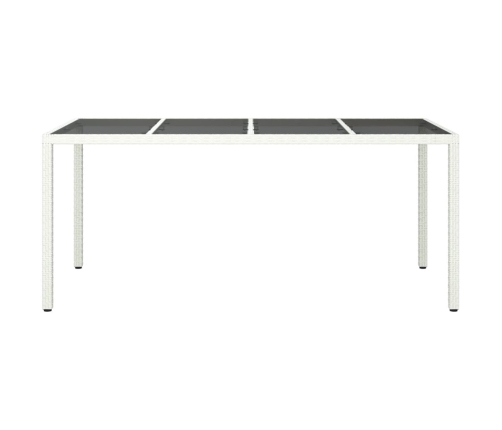 Mesa jardín vidrio templado ratán sintético blanco 190x90x75 cm