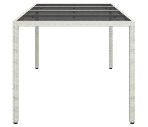 Mesa jardín vidrio templado ratán sintético blanco 190x90x75 cm