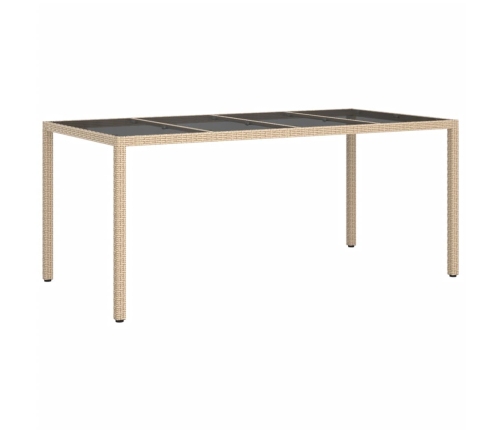 Mesa jardín vidrio templado ratán sintético beige 190x90x75 cm