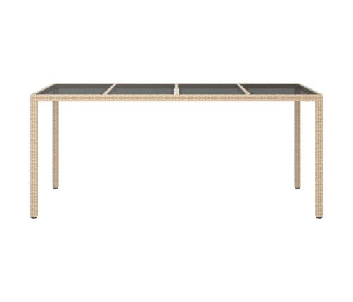 Mesa jardín vidrio templado ratán sintético beige 190x90x75 cm