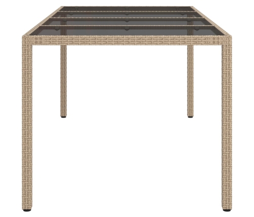 Mesa jardín vidrio templado ratán sintético beige 190x90x75 cm