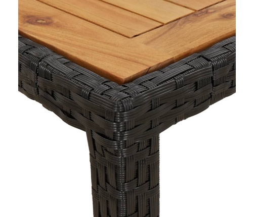 vidaXL Mesa de jardín ratán PE madera acacia maciza negra 90x90x75 cm