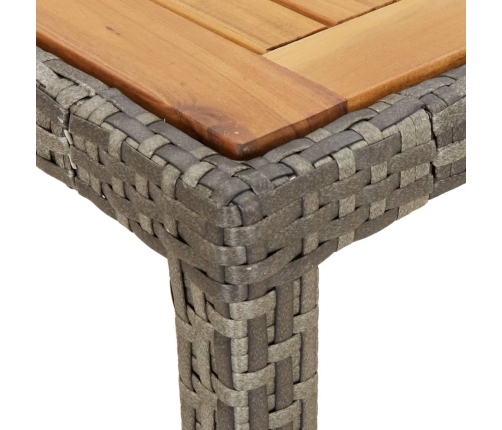 Mesa de jardín ratán PE madera acacia maciza gris 90x90x75 cm