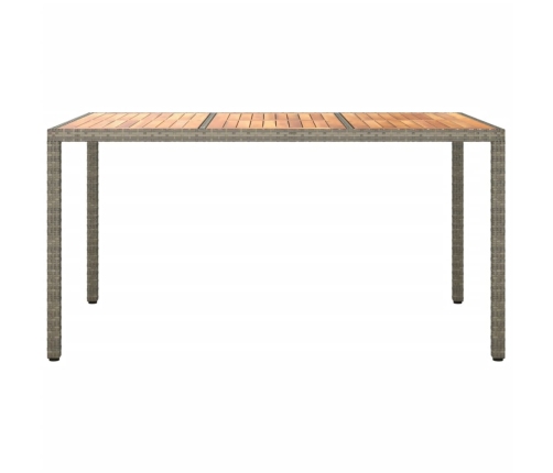 Mesa de jardín ratán sintético madera acacia gris 150x90x75 cm