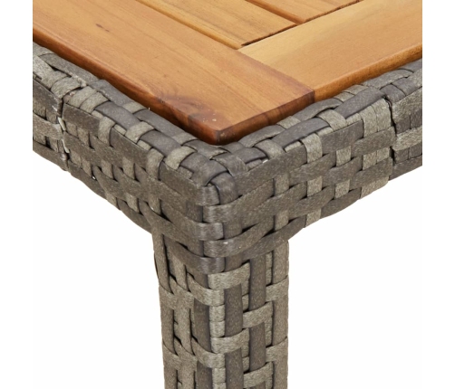 Mesa de jardín ratán sintético madera acacia gris 150x90x75 cm