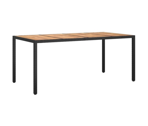 Mesa de jardín madera acacia ratán sintético negra 190x90x75 cm