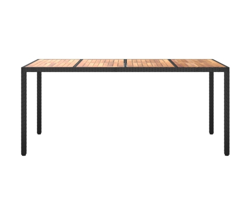 Mesa de jardín madera acacia ratán sintético negra 190x90x75 cm