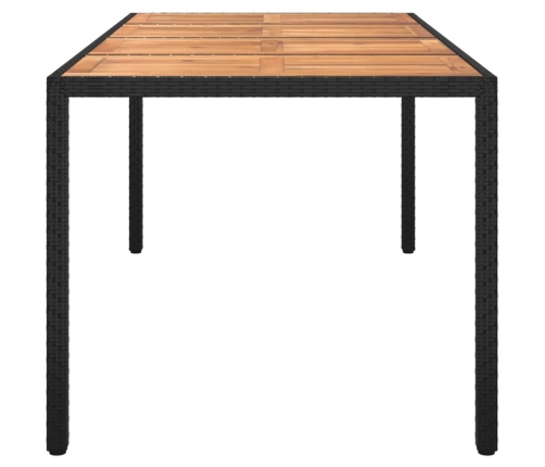 Mesa de jardín madera acacia ratán sintético negra 190x90x75 cm